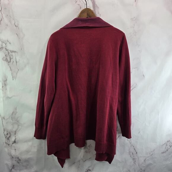 Cabi Sweater Womens Large Red Cardigan Two Tone Open Cotton 3479 - Picture 5 of 11